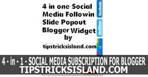 4 in 1 Social Media Following Slide Popout Widget